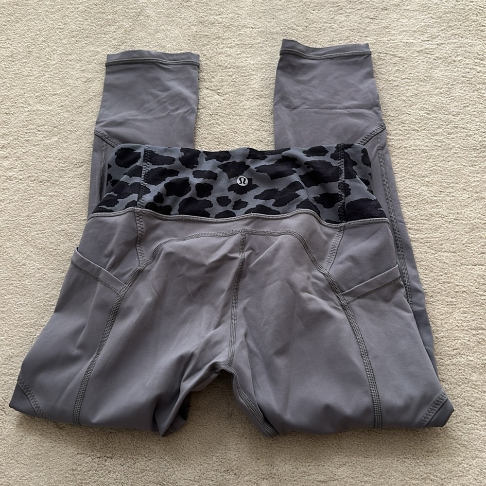 Lululemon all the right places crop leggings slate leopard print waistband - Picture 5 of 6